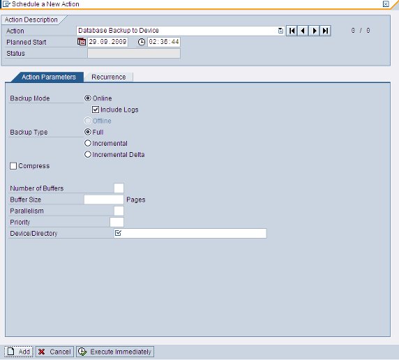 图 3. Database Backup to Device 备份选择页面
